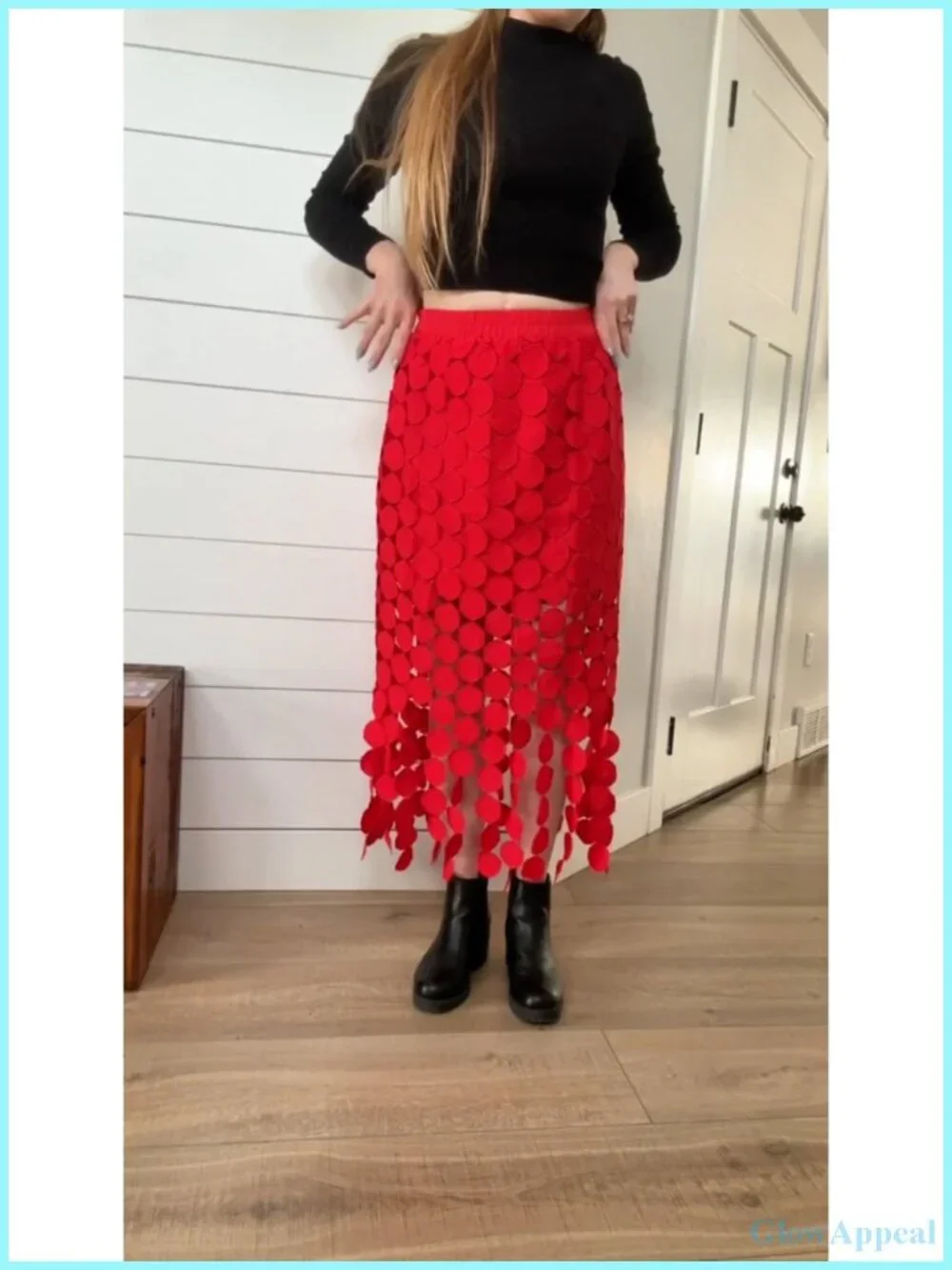 Women's Hollow Out Maxi Skirt with Fringe Hem - Boho Beach Vacation